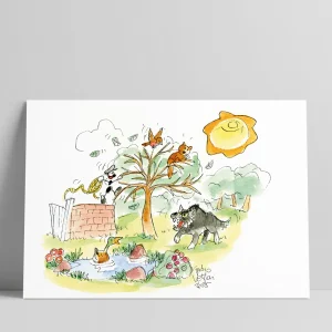 Disegno originale "Pierino e il lupo ... e il gatto!"
