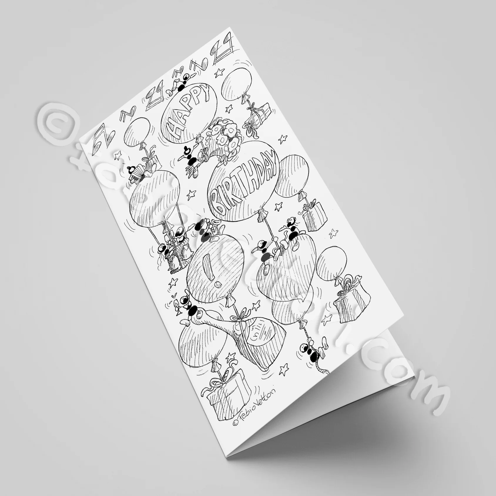 Biglietto Compleanno B/N (58A) - immagine 2
