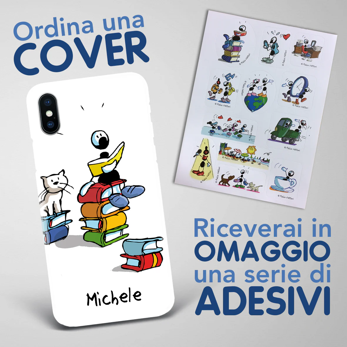 Cover artistica per Smartphone Personalizzata Libri (Maschio) - immagine 3