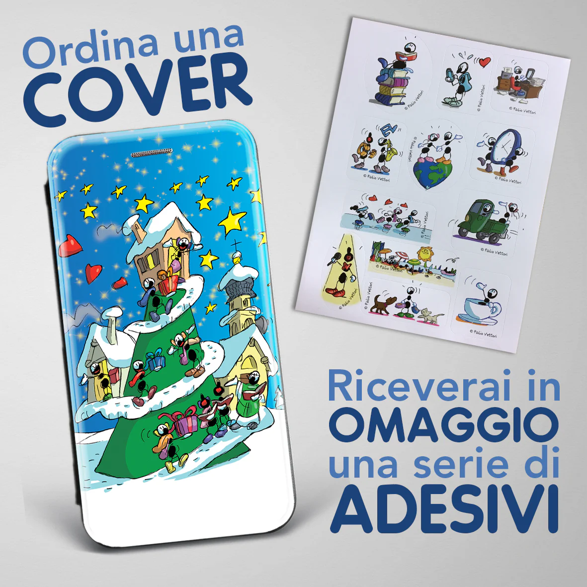 Cover artistica per Smartphone soggetto "Natale" modello con apertura "a Libro" - immagine 4