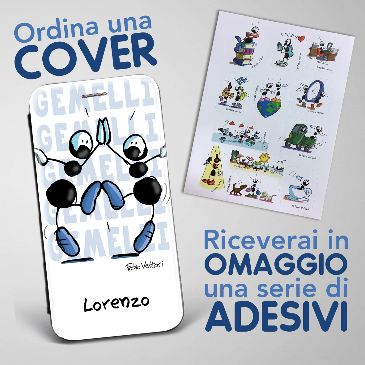 Cover artistica per Smartphone Personalizzata soggetto "Gemelli" modello con apertura "a Libro" - immagine 8