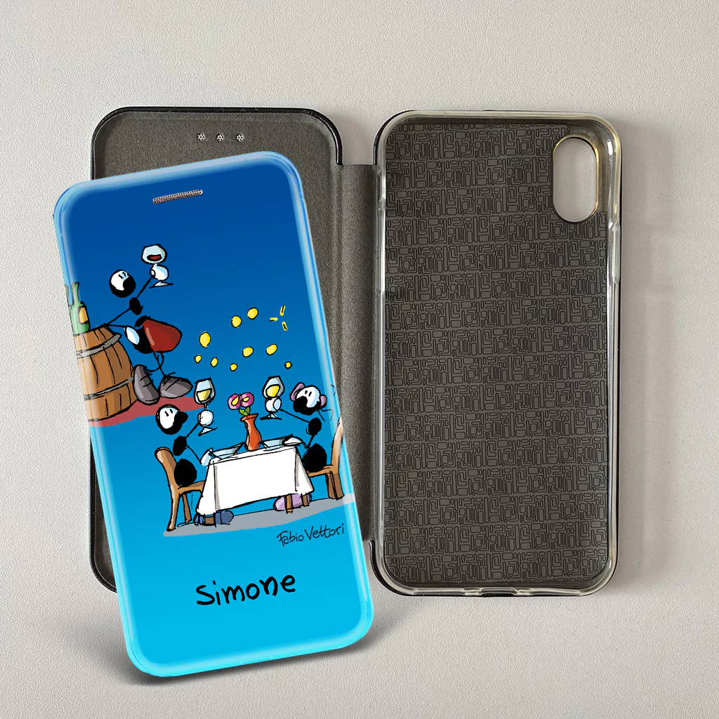 Cover artistica per Smartphone Personalizzata soggetto "Sommelier" modello con apertura "a Libro"