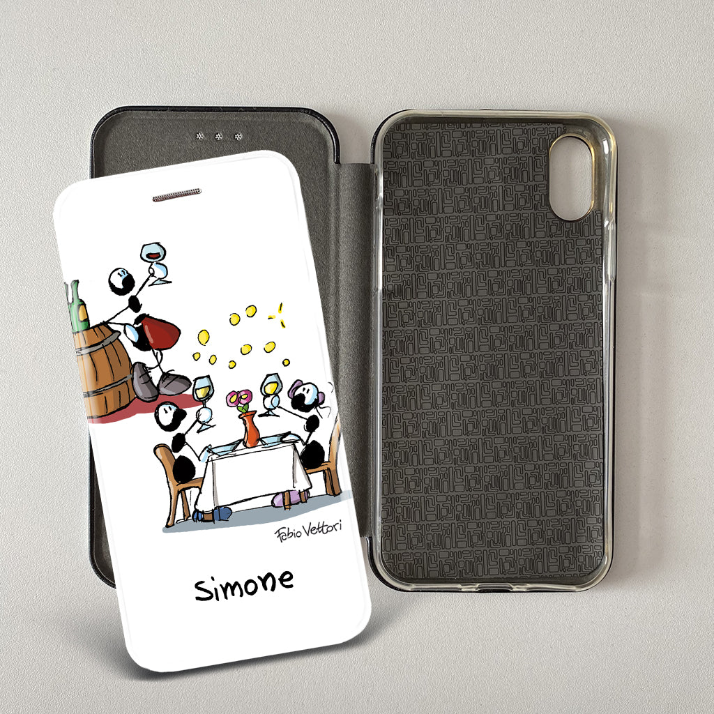Cover artistica per Smartphone Personalizzata soggetto "Sommelier" modello con apertura "a Libro" - immagine 3