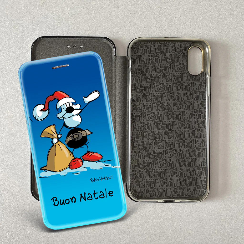 Cover artistica per Smartphone Personalizzata soggetto "Buon Natale" modello con apertura "a Libro" - immagine 2
