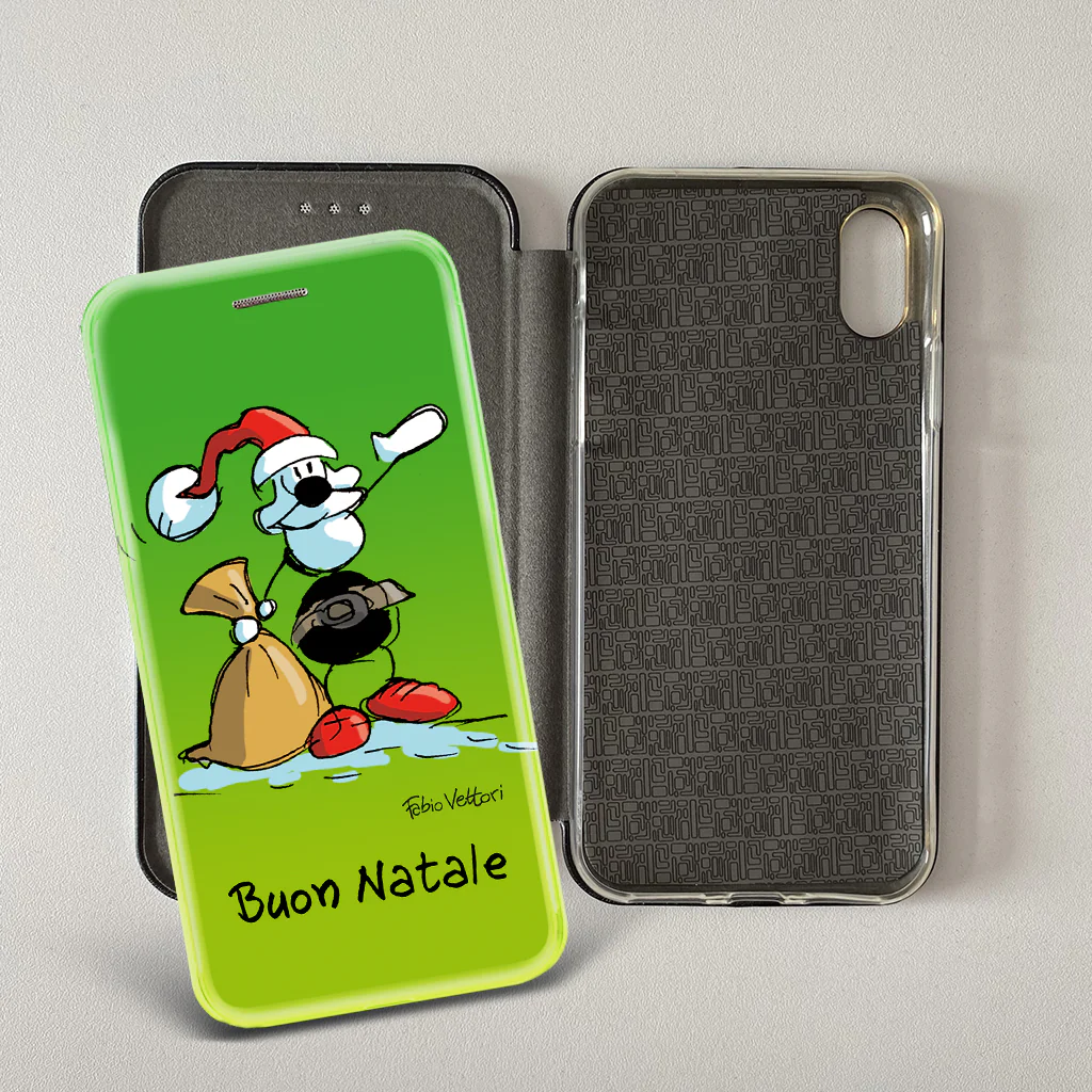 Cover artistica per Smartphone Personalizzata soggetto "Buon Natale" modello con apertura "a Libro" - immagine 7