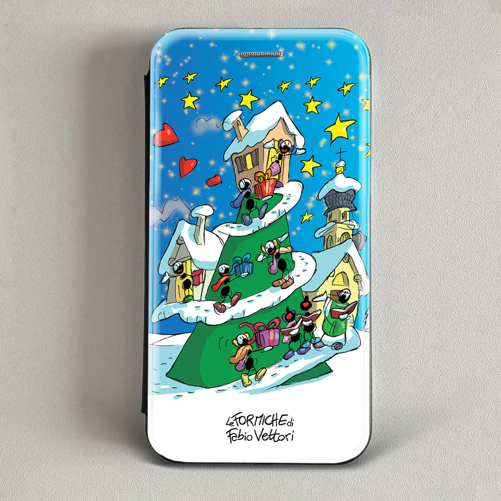 Cover artistica per Smartphone soggetto "Natale" modello con apertura "a Libro" - immagine 3