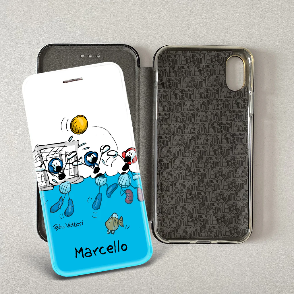 Cover artistica per Smartphone Personalizzata soggetto "Pallanuoto" modello con apertura "a Libro" - immagine 4
