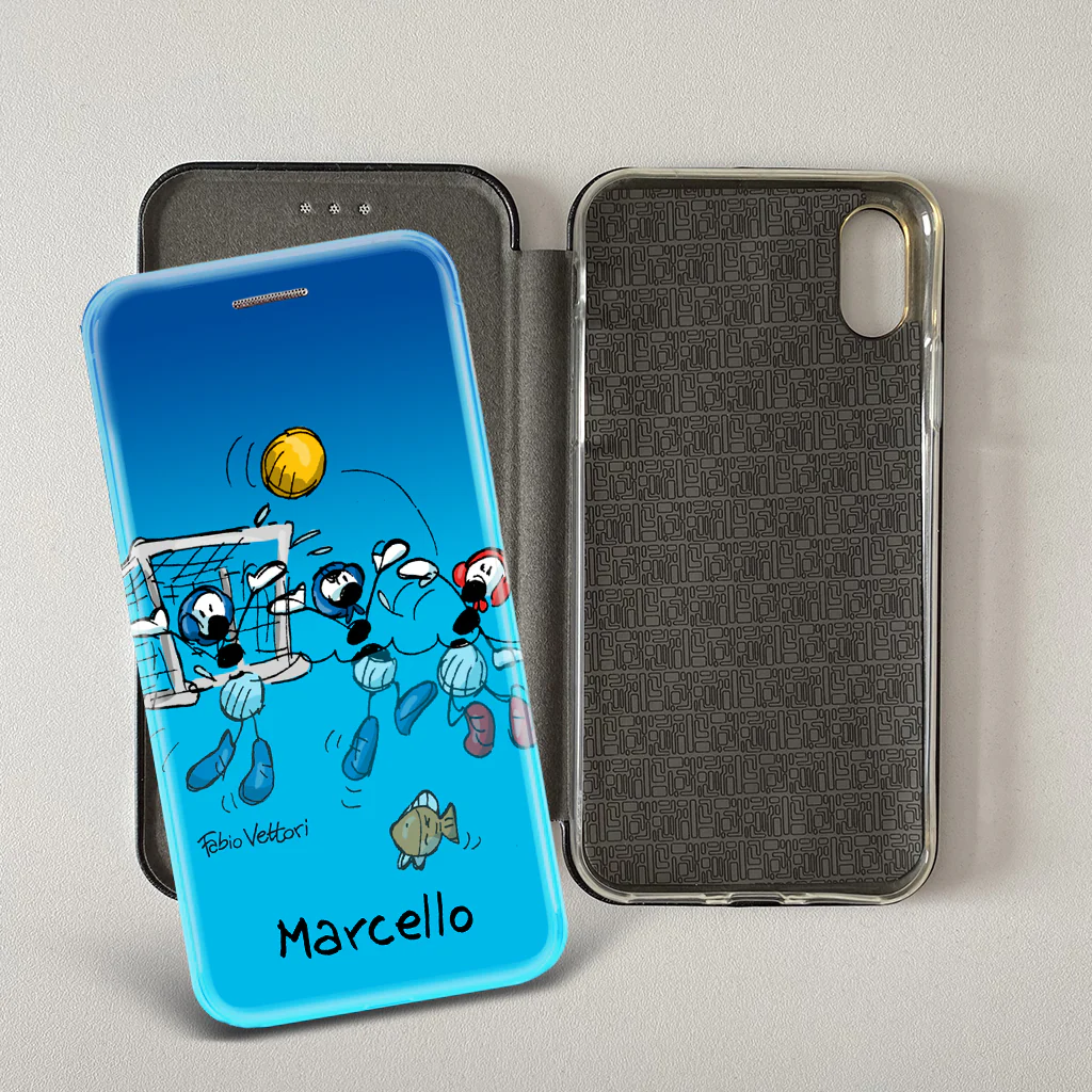 Cover artistica per Smartphone Personalizzata soggetto "Pallanuoto" modello con apertura "a Libro" - immagine 5
