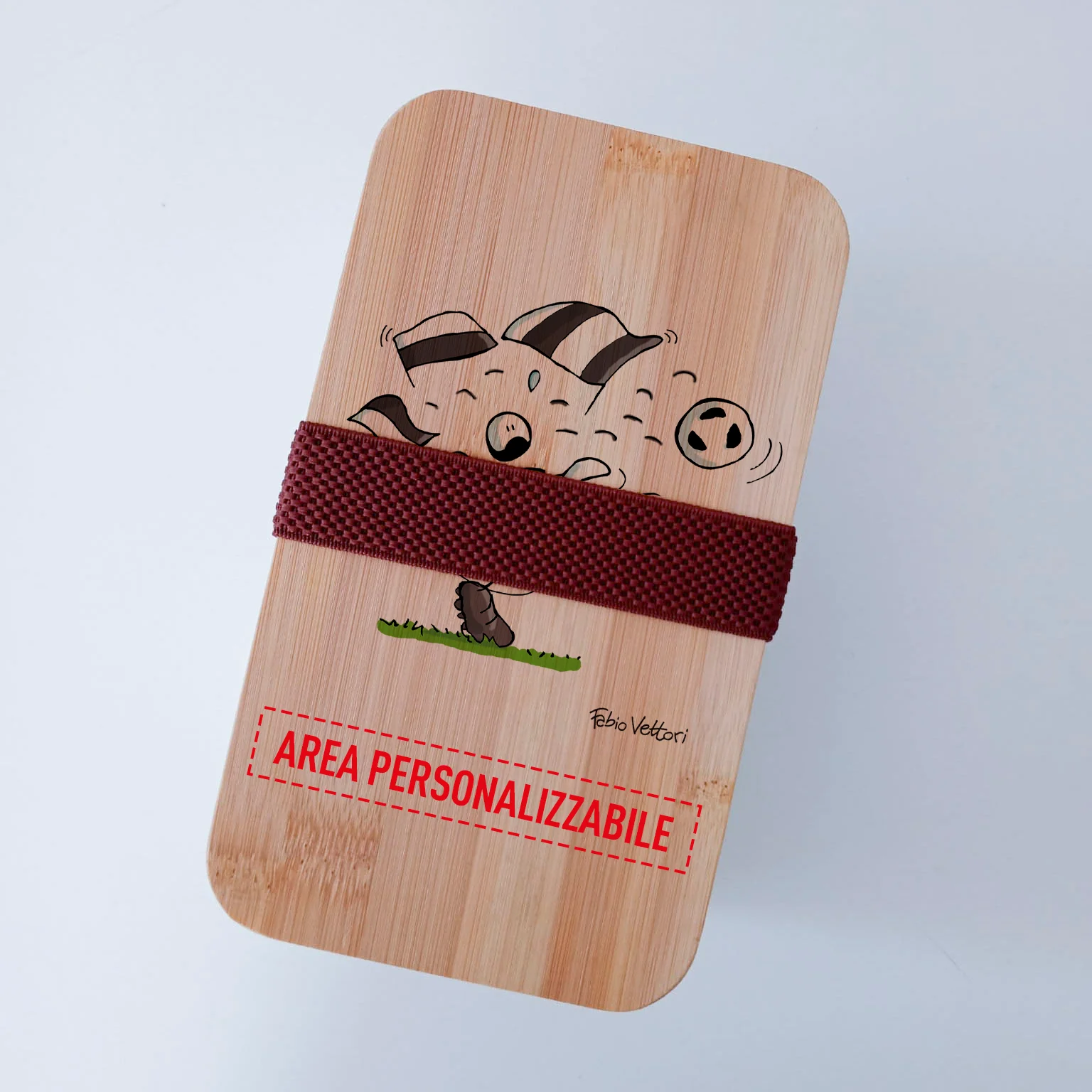 Scatola Porta Pranzo con coperchio in bambù e Posate Personalizzata soggetto "Sassuolo" - immagine 5
