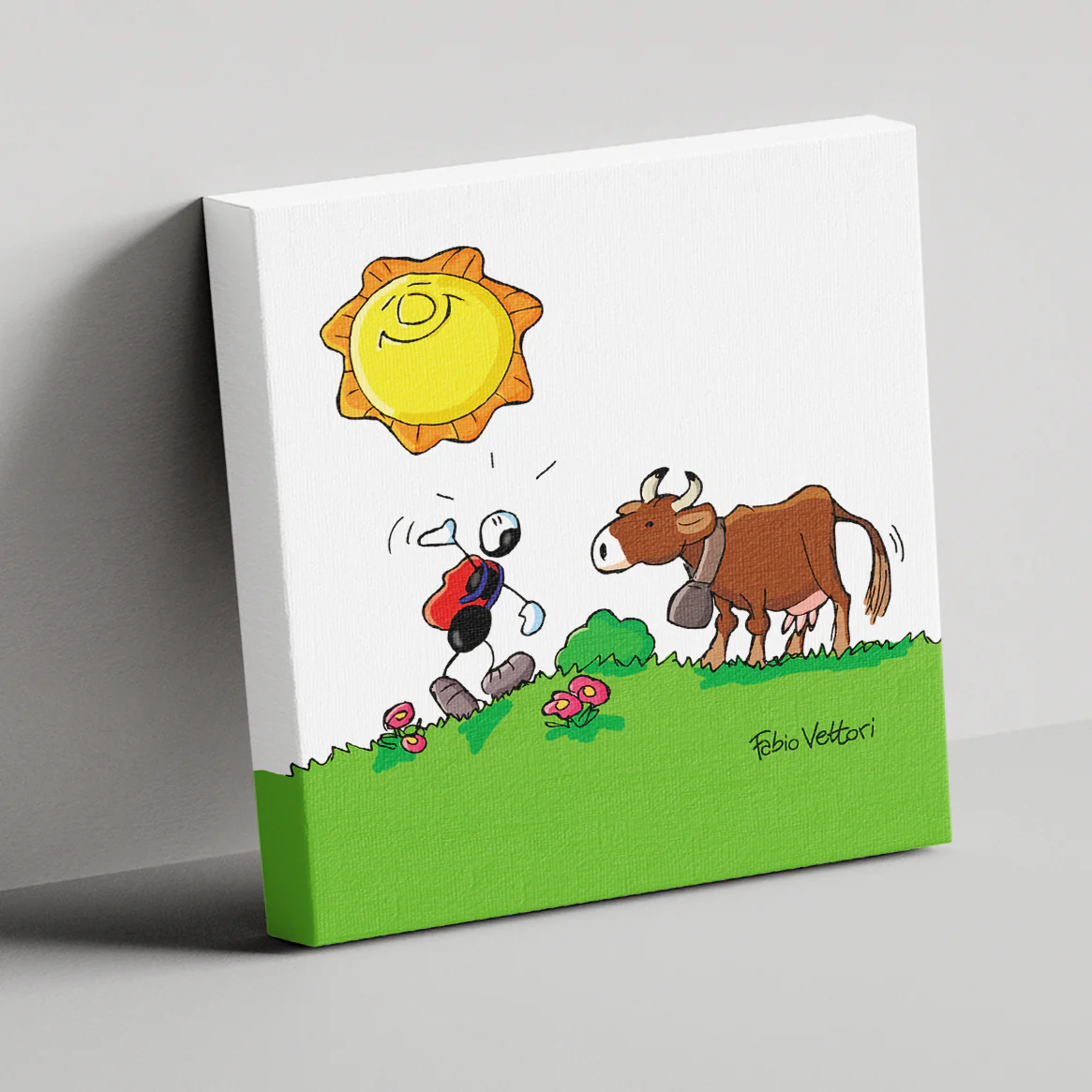Tela "Mucca" 20x20 cm - immagine 4