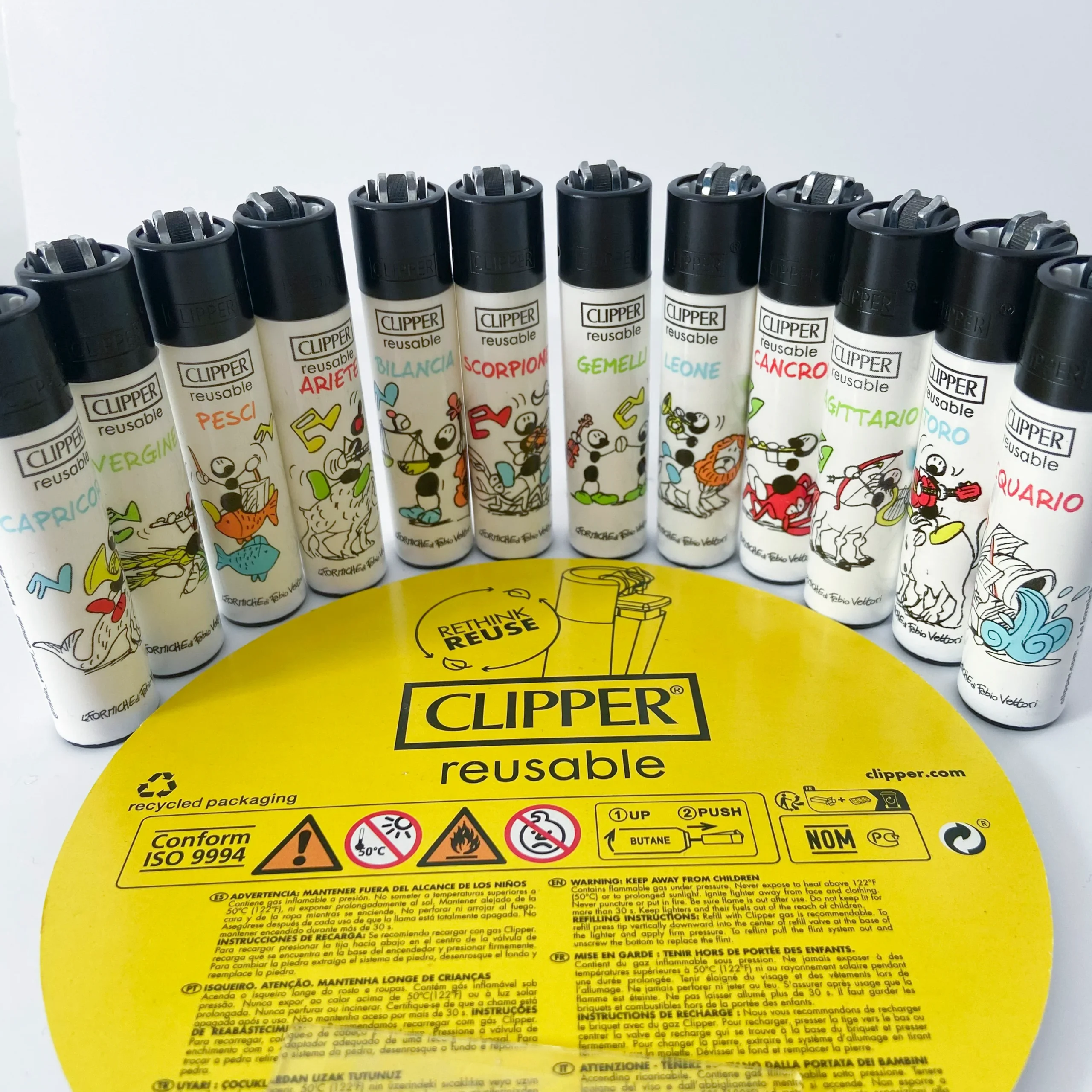 Espositore COMPLETO da 144 accendini CLIPPER serie limitata "ZODIACO" by Fabio Vettori - immagine 6